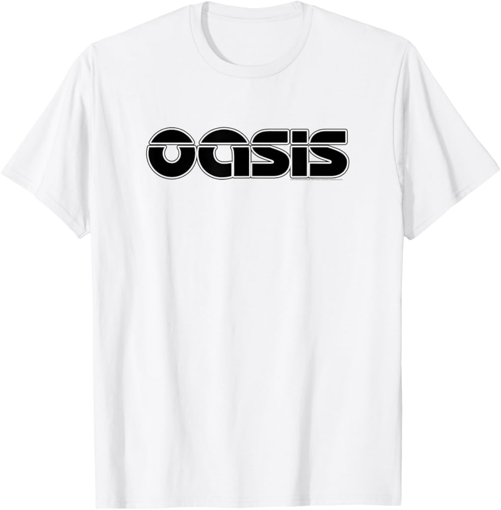 Amazon | Oasis – Logo On Black Tシャツ | Tシャツ・カットソー 通販